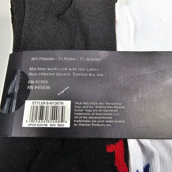 True Religion men’s 8 pack Half cushion crews 10-13 shoes size 8-12 M136TR NWT - Picture 5 of 6
